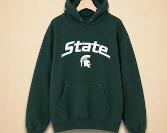 Vintage Michigan State Spartans Stave & Barrys Green Hoodie Size M
