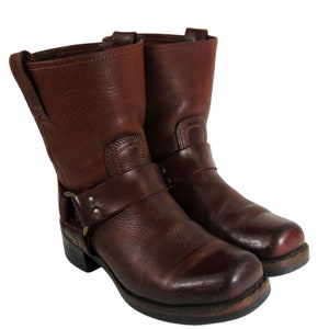 FRYE 87400 Harness Brown Leather Riding Biker Motorcycle Boots Men&#39;s Size 7.5 || Made In USA