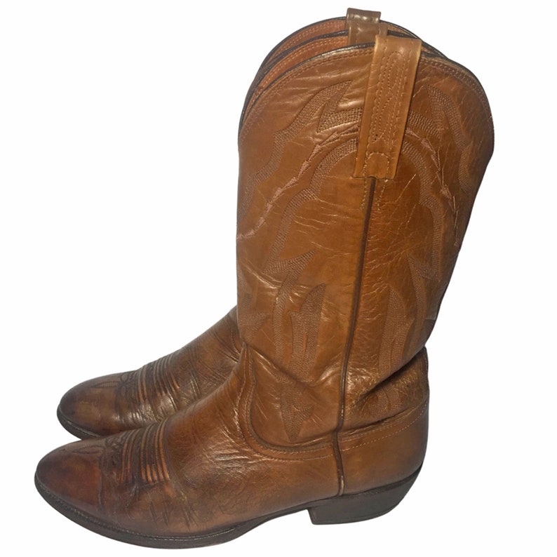 LUCCHESE BROWN LEATHER Cowboy Boots Men's Size 10 D Country Western ...