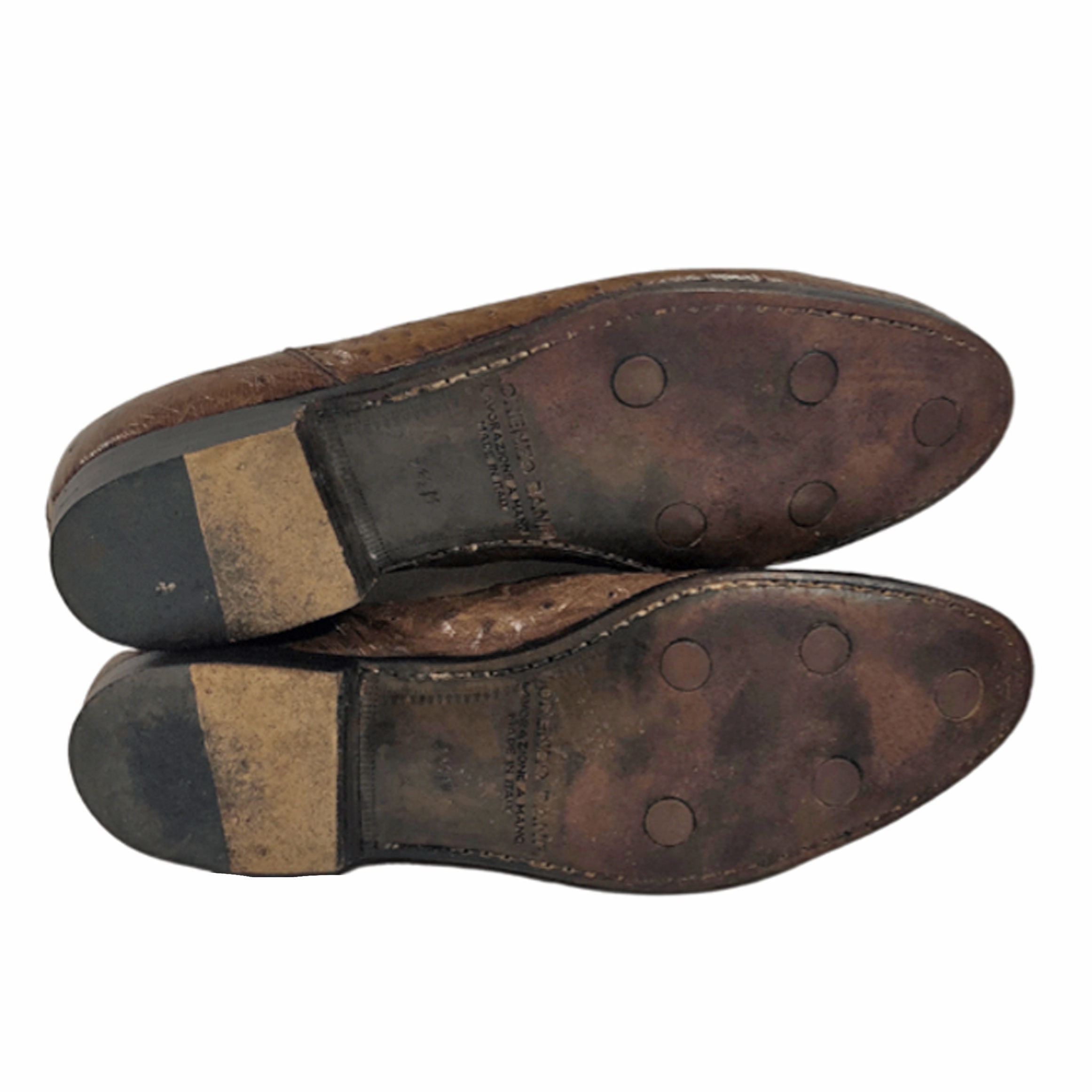 Lorenzo Banfi Luxury Brown Woven Leather Men’s Loafers EU size 6 (US 8.5-9) Lorenzo Banfi Brown Ostrich Slip on Loafers Women main image 4