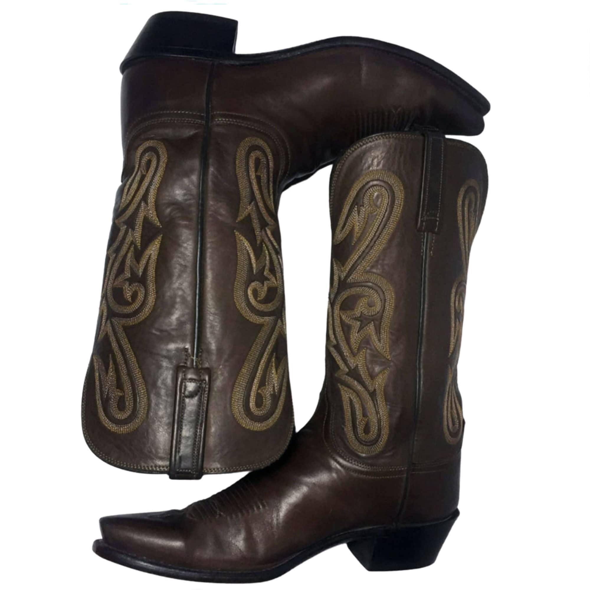 LUCCHESE 1883 BROWN LEATHER Leather Cowgirl Boots Women's Size 10B