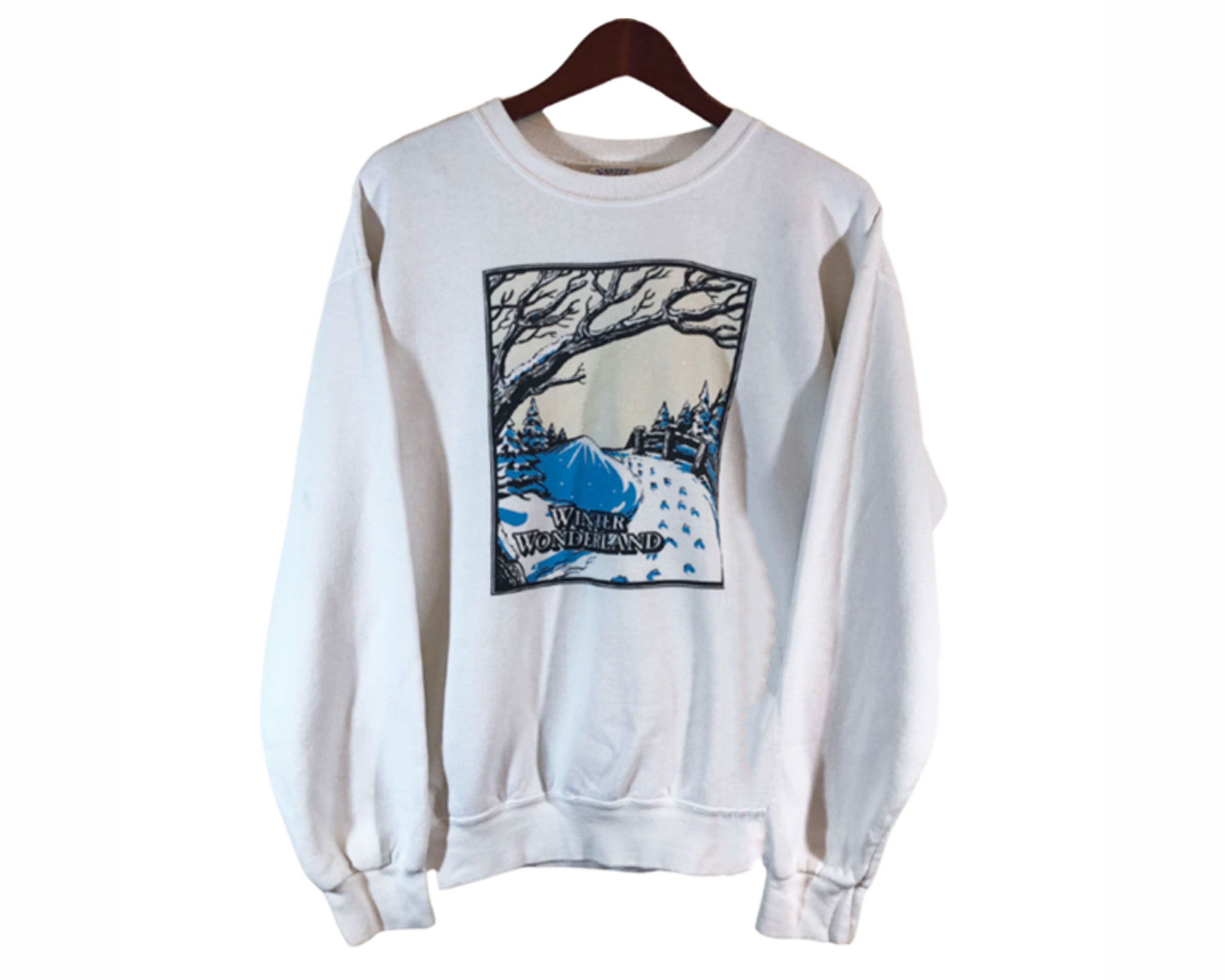 ウィンターワンダーランド WINTER WONDERLAND White Cotton Sweatshirt Men's Size L - Etsy