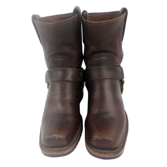 FRYE 77455 HARNESS 8 R BROWN Leather Motorcycle Boots Women's Size