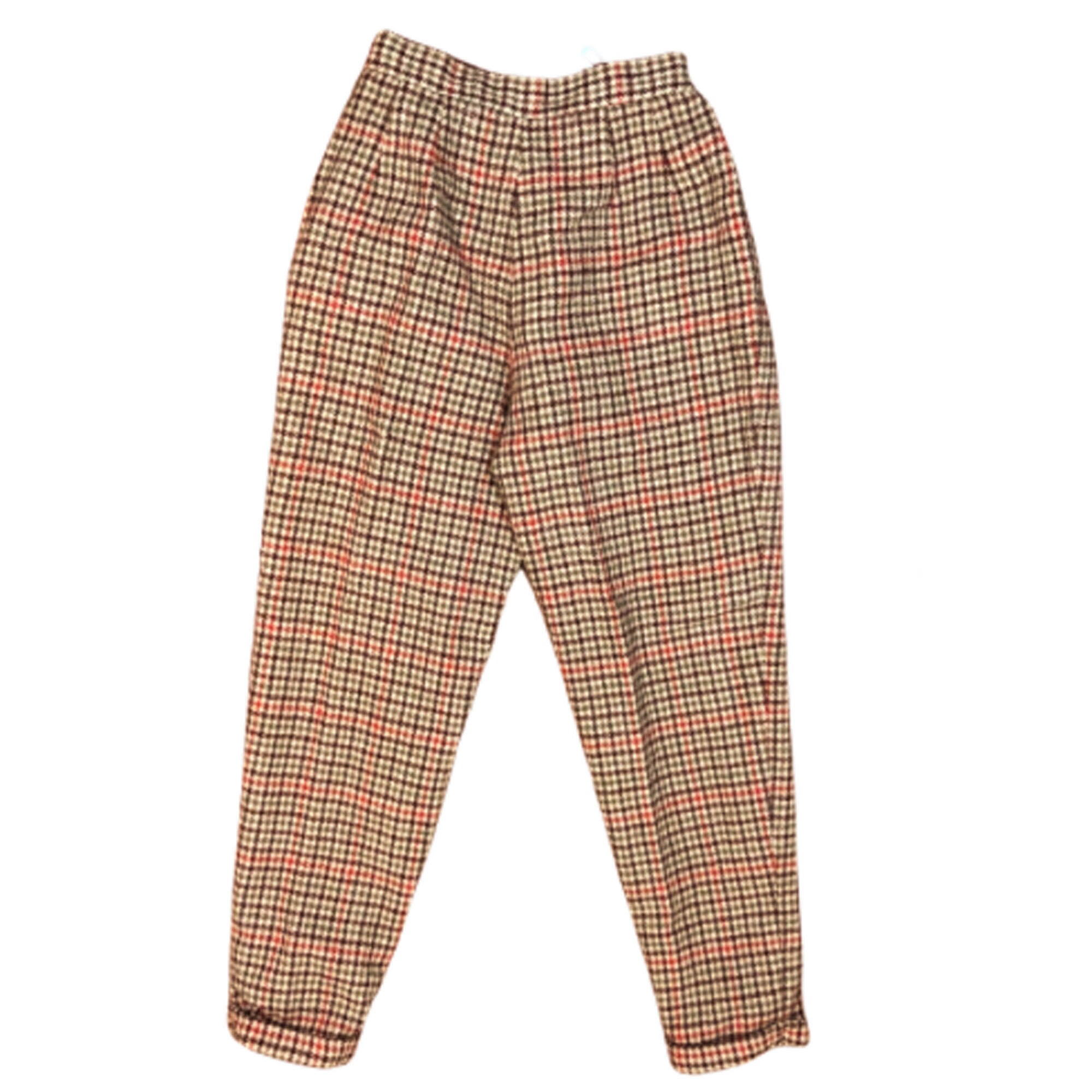 VINTAGE BEIGE BROWN Wool Plaid Pants Women's Size 6 Etsy