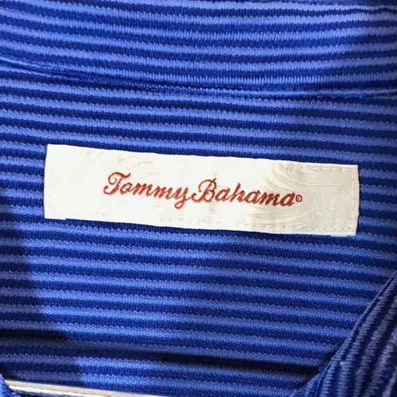 TOMMY BAHAMA Blue Striped Polo Shirt Men's Size L - image 3