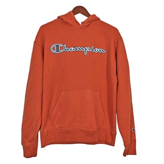 CHAMPION Orange Embroidered Hoodie Size M - image 1