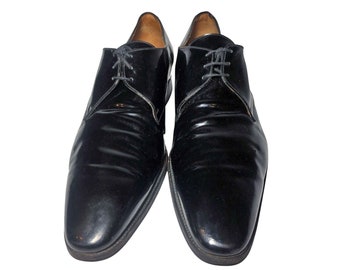 J.M. Weston Svarta Lack Derby Herrskor Storlek 10 D || Frankrike Europeiska || Finskor