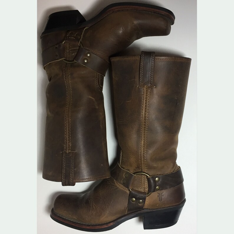 Frye 77300 Harness Brown leather Motorcycle Riding Biking Boot 12r 7 US 37.5 Euro 5 UK Vintage Lady Boots Racing Made in USA