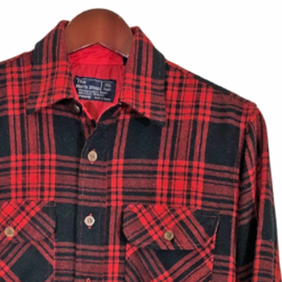 JC PENNY Vintage Black Red Buffalo Plaid Shirt Si… - image 5