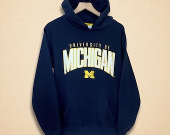 Vintage University of Michigan NaEmbroidered Navy Hoodie Size S