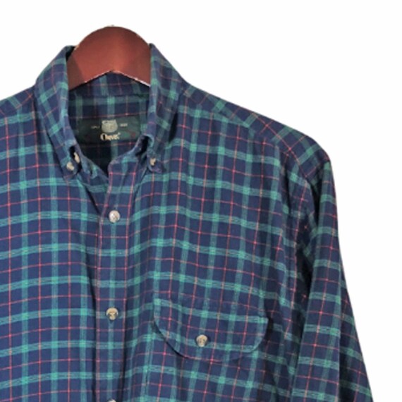 ORVIS Black Green Red Plaid Flannel Shirt Men Size M || Oxford