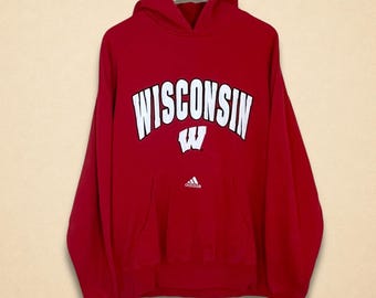 Vintage Wisconsin Badgers Adidas Red Hoodie Size XL