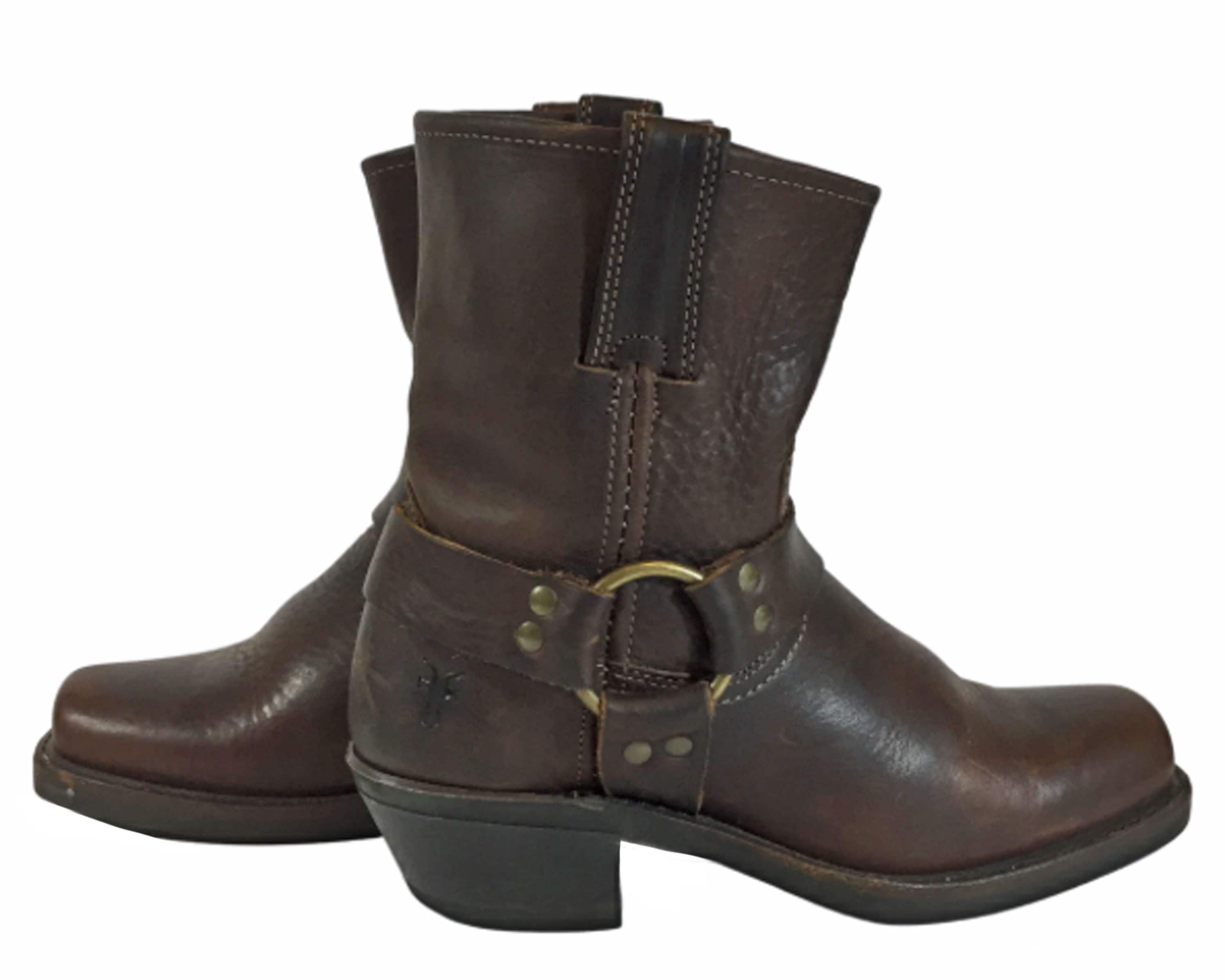 FRYE 77455 HARNESS 8 R BROWN Leather Motorcycle Boots Women Size 6