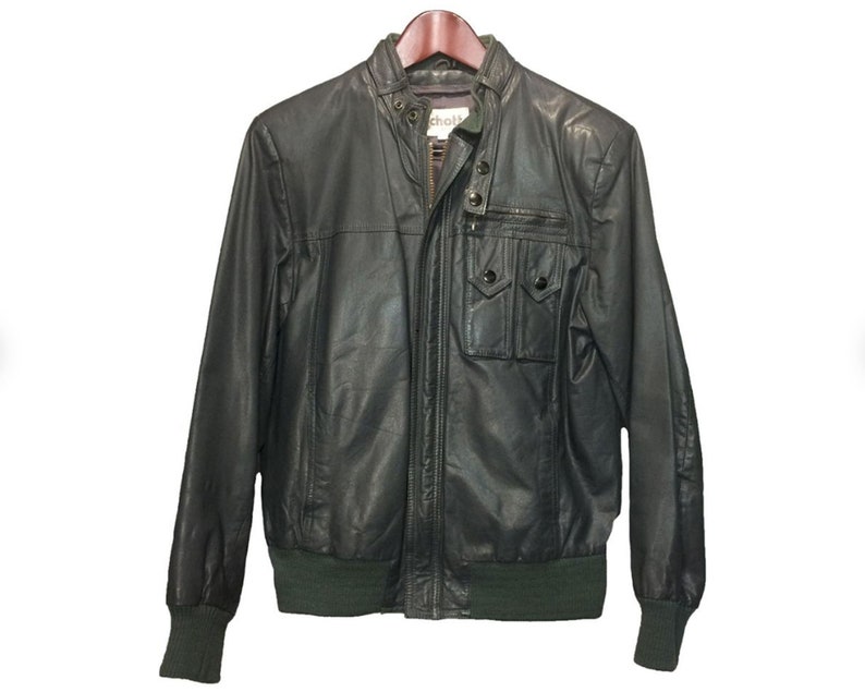 Schott Gray Leather Jacket Cafe Racer Men S Size 38 Vintage Motorcycle Riding
