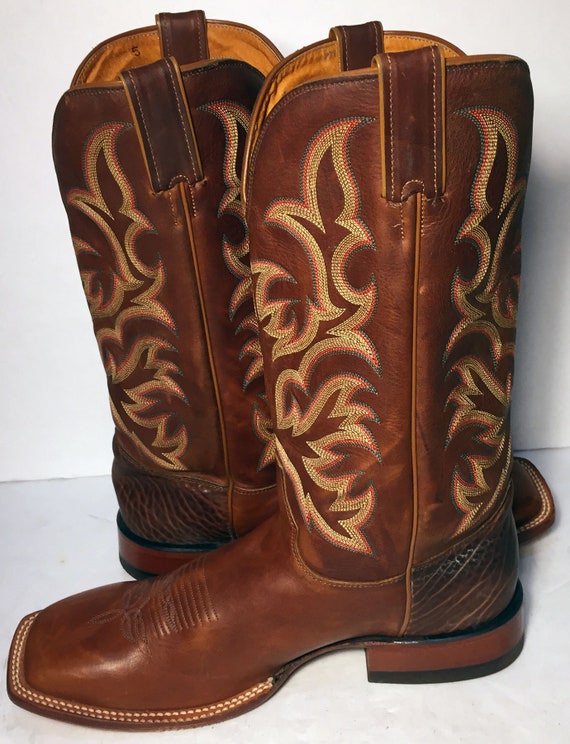 B Brown bottes carré Western hommeétroit 11 cuir Taille orteil Cowboy JUSTIN jA45LqcR3