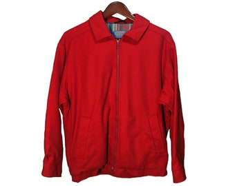 PENDLETON RED JACKET 100% Virgin Wool Men's Size M || Made In U.S.A. || Woolen Mills Portland Oregon