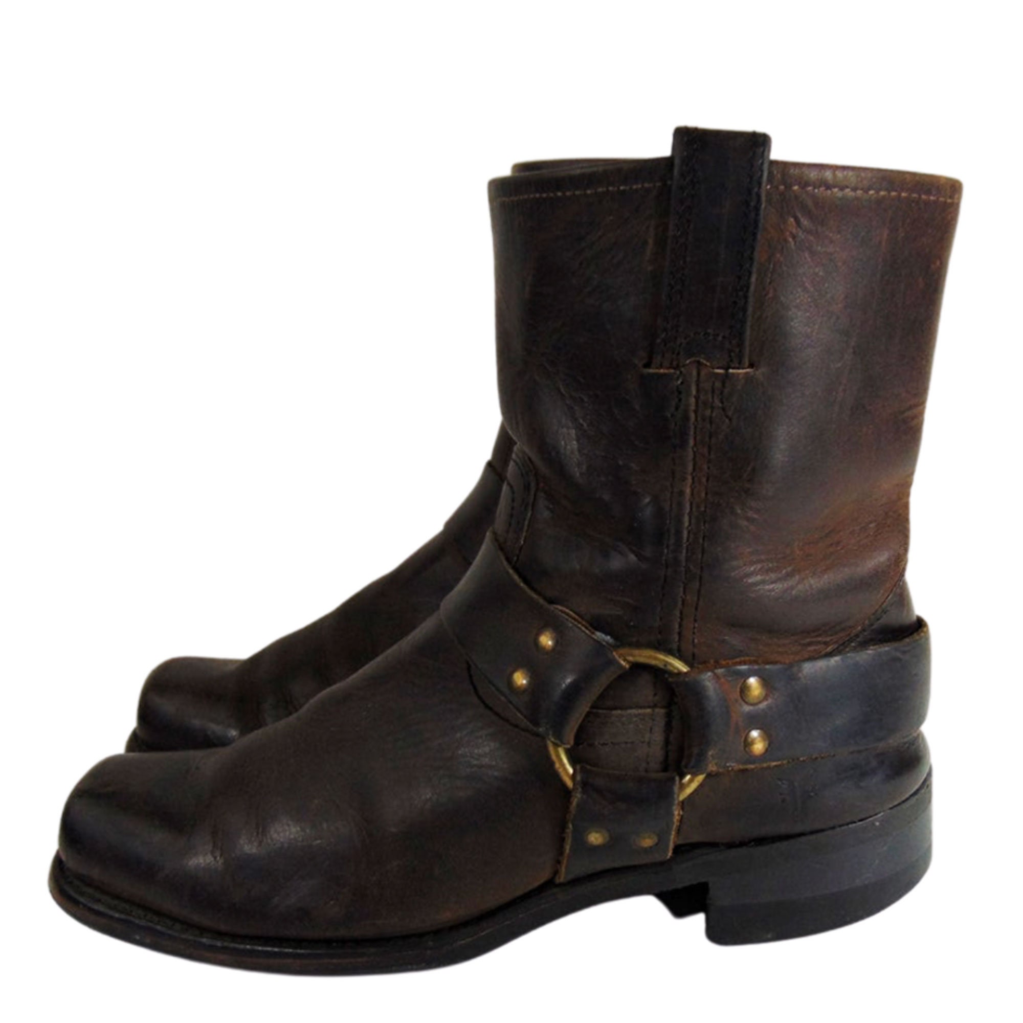 FRYE 87400 HARNESS BROWN Leather Motorcycle Boots Men's Size 9 Riding ...
