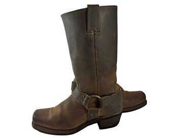 FRYE 77300 HARNESS BROWN Leather Motorcycle Boots 12r Women's Size 6 ...