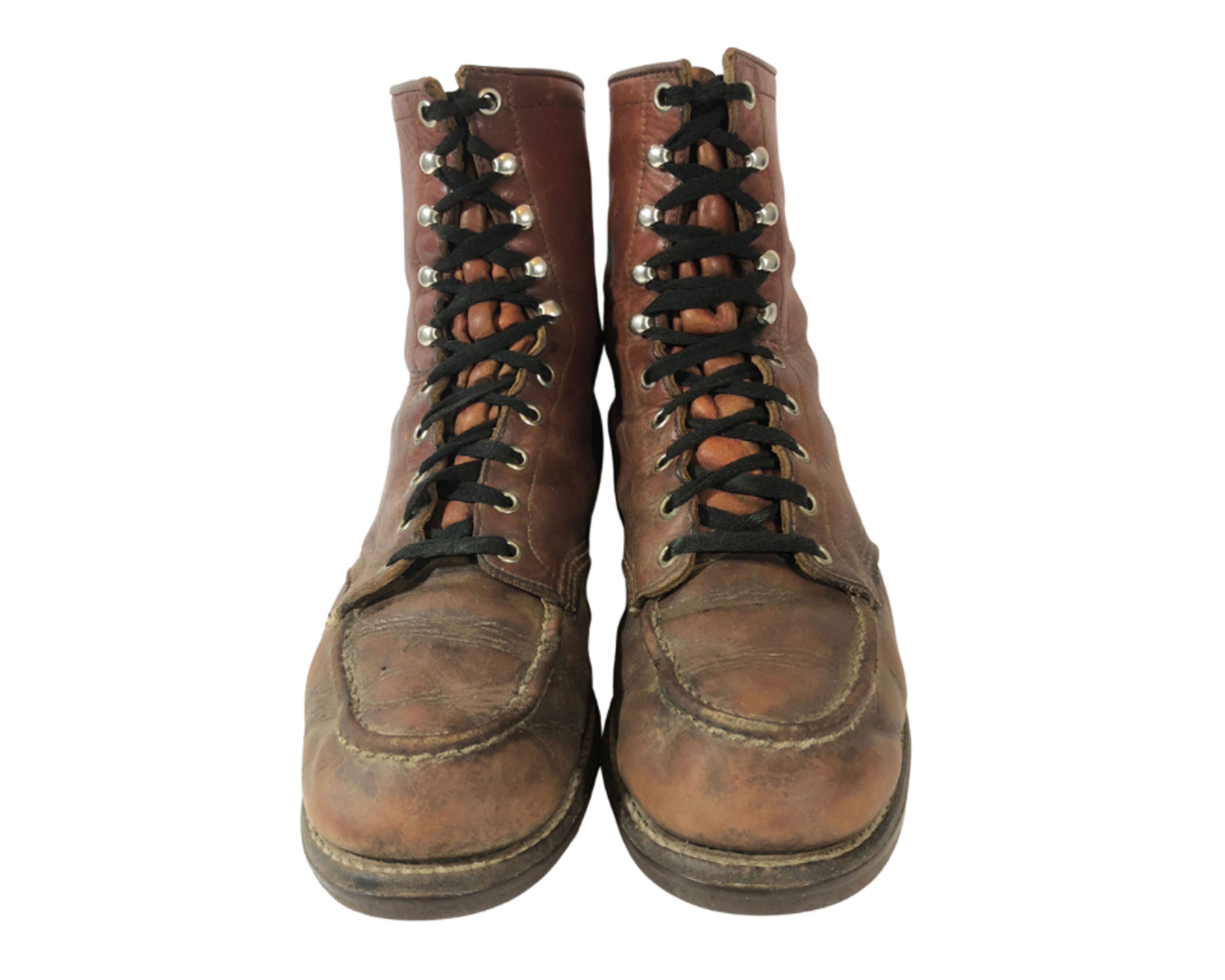 red leather work boots