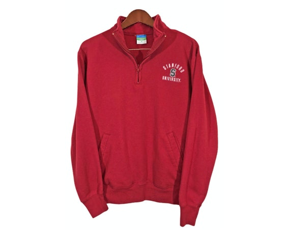Eagleages Stanford University Champion Mock Turtleneck 1/4 Zip Red Sweatshirt Size M