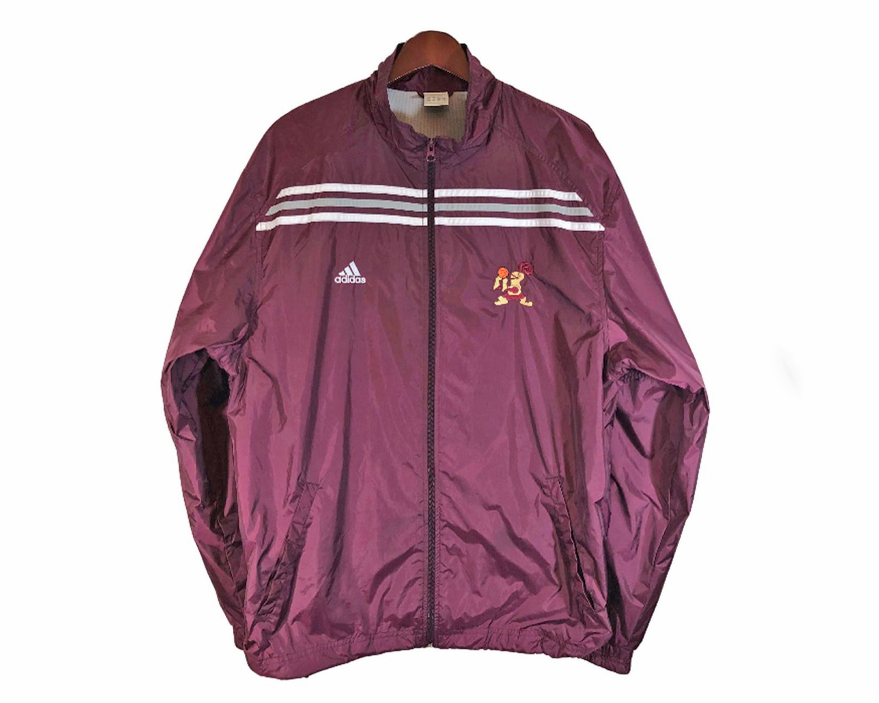 ADIDAS BURGUNDY BASKETBALL Windbreaker Jacket Men s Size L Etsy