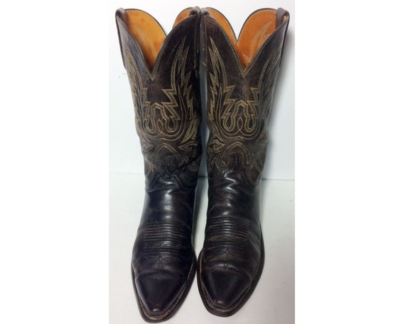 STIVALI PELLE COWBOY texani vintage FRYE originali marrone STIVALI PELLE COWBOY texani vintage FRYE originali marrone
