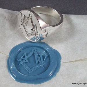 Masonic Signet Ring Square & Compass Freemason image 8