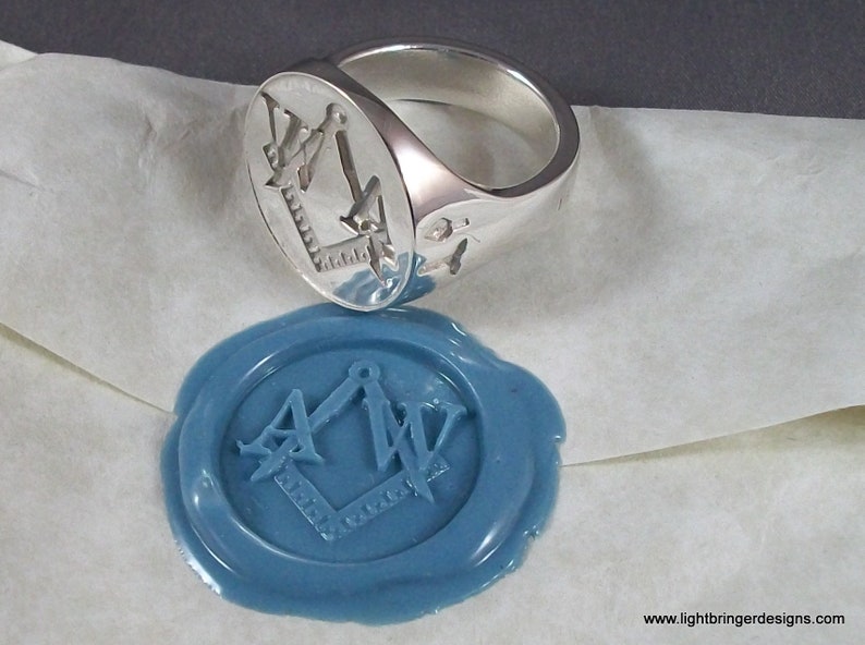 Masonic Signet Ring Square & Compass Freemason image 8
