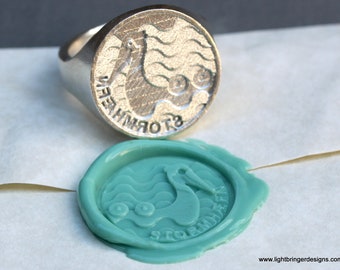 Custom Signet Ring for sealing with wax, free engraving!