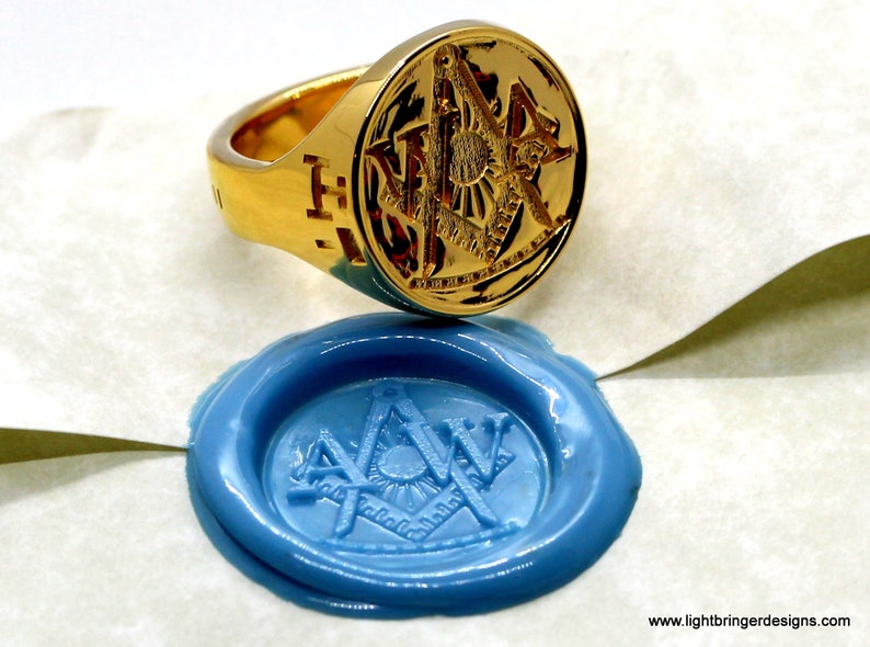 Masonic Signet Ring Square & Compass Freemason image 5