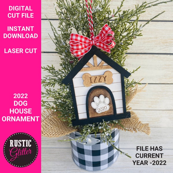 Dog House Ornament / Photo Frame File | SVG CUT FILE | Kerst Ornament | Downloaden