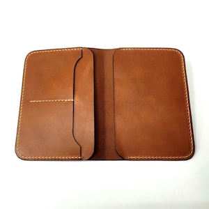 Handmade Leather Passport Holder, US Passport Stamped Travel Wallet, Veg tan