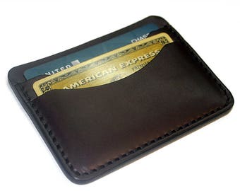 Cartera de cuero personalizada para tarjetas, tarjetero minimalista, regalo para padrinos de boda, billetera de bolsillo frontal, tarjetero de cuero Fabricado en EE. UU.