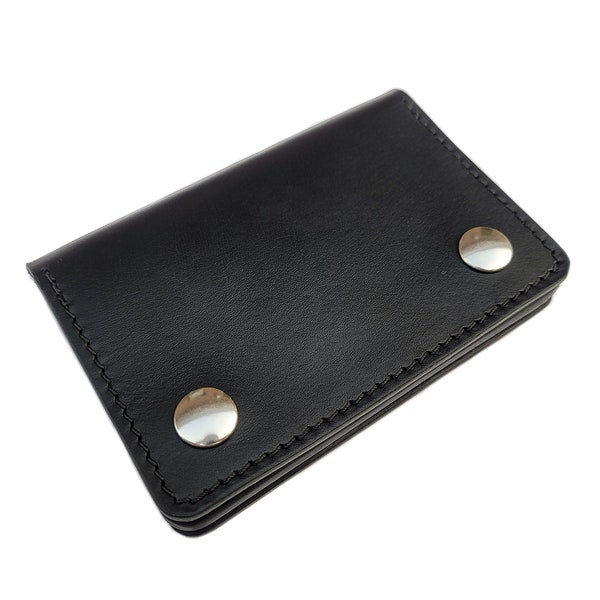 Chain wallet, biker wallet, mens leather wallet, small biker wallet, snap wallet, leather wallet, card wallet, bifold, Made in USA