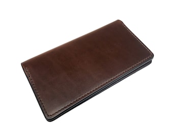Capa para talão de cheques em couro Horween, capa para talão de cheques em Chromexcel