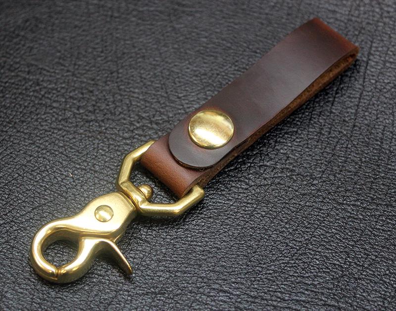 Ruth&Boaz Handmade Italian Vegetable Leather Keychain - Belt Loop Keyring With YKK Snap, E-Black Brass Finish - View #3