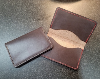 Handmade Veg-Tanned Leather Business Card Wallet: Slim Minimalist Design