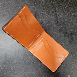 Handmade tan leather wallet, personalized leather wallet, leather billfold, mens leather wallet, image 4