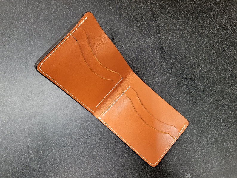 Handmade tan leather wallet, personalized leather wallet, leather billfold, mens leather wallet, image 4