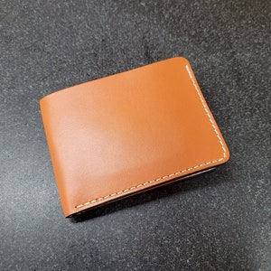 Handmade tan leather wallet, personalized leather wallet, leather billfold, mens leather wallet, image 1