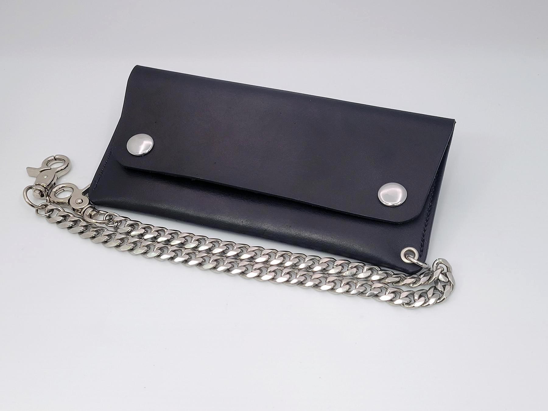 Handmade Leather Biker Wallet: Chain Trucker Style, Made in USA