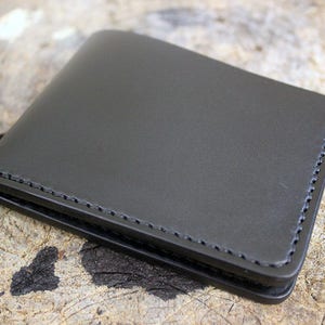 Mens leather wallet, personalized leather wallet, slim leather billfold, monogrammed leather wallet, Black