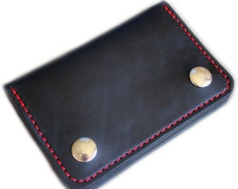 Cartera con cadena, cartera de motociclista, cartera de cuero para hombre, cartera pequeña de motociclista, cartera con broche, cartera de cuero, tarjetero, plegable, hecho en EE. UU.