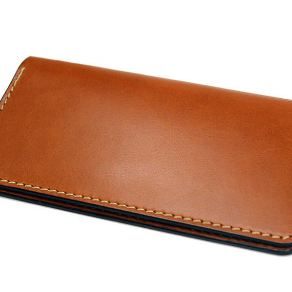 Personalized leather checkbook cover, check book cover, tan or brown bridle leather