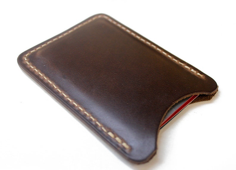 Minimalist leather card sleeve slim leather credit card Etsy
