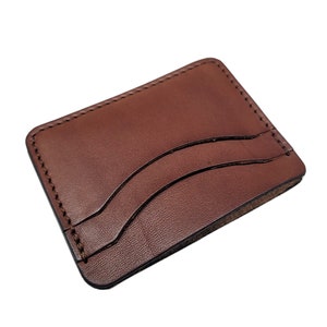 Leather card case, leather credit card holder, slim wallet, personalized for him, mens front pocket wallet, dark brown card holder