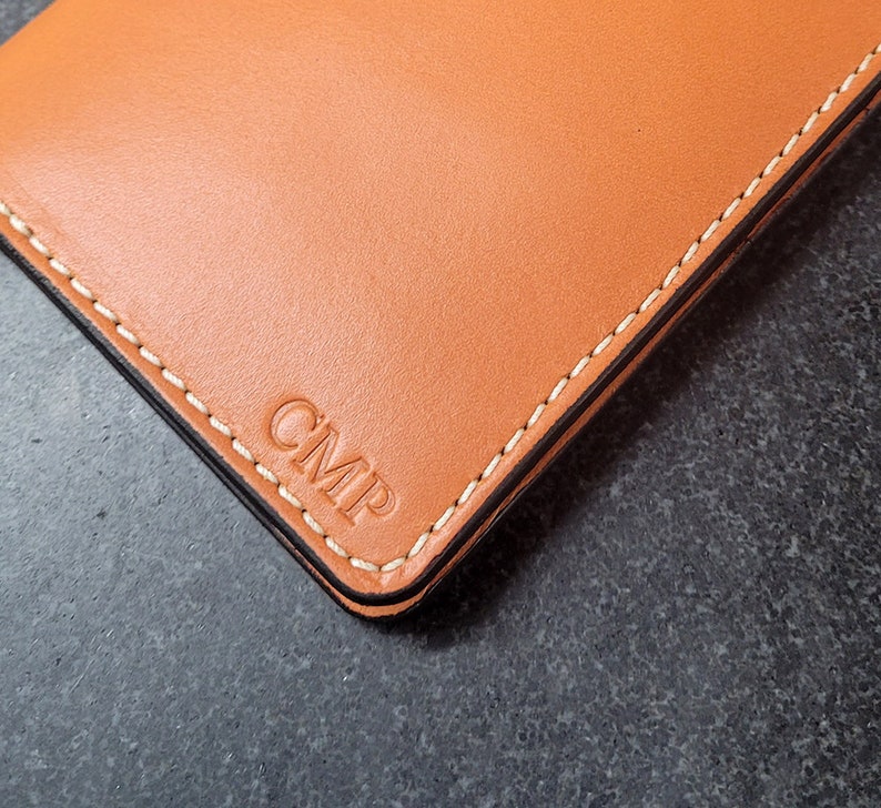 Handmade tan leather wallet, personalized leather wallet, leather billfold, mens leather wallet, image 2