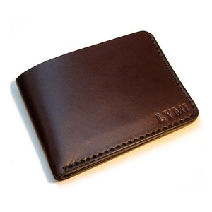 Cartera de cuero para hombre, cartera de cuero personalizada, billetera delgada de cuero, cartera de cuero con monograma, Dark Brown