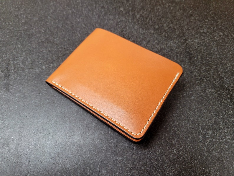 Handmade tan leather wallet, personalized leather wallet, leather billfold, mens leather wallet, image 3