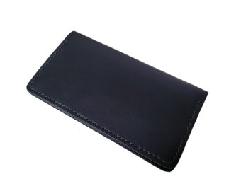 Black leather checkbook cover, free initial monogram personalization